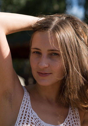 18 year old beauty Kaci Starr stripping off satin bra and panty set